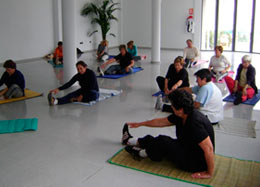 Foto de grupo de personas mayores realizando ejercicios de gimnasia